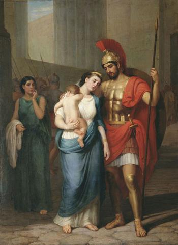 Menelao y Helena con su hija 